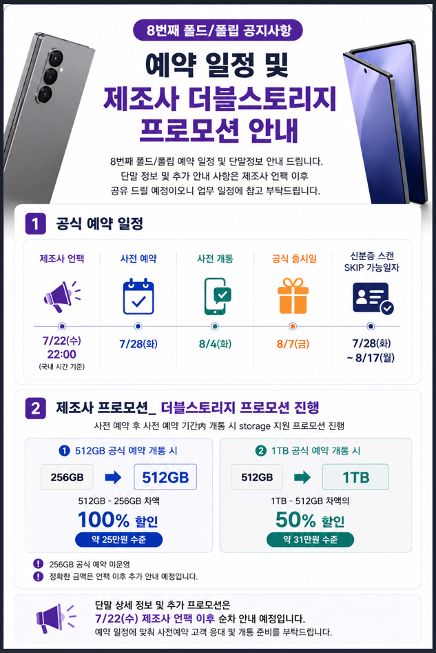 갤럭시 Z 폴드8 사전예약일정