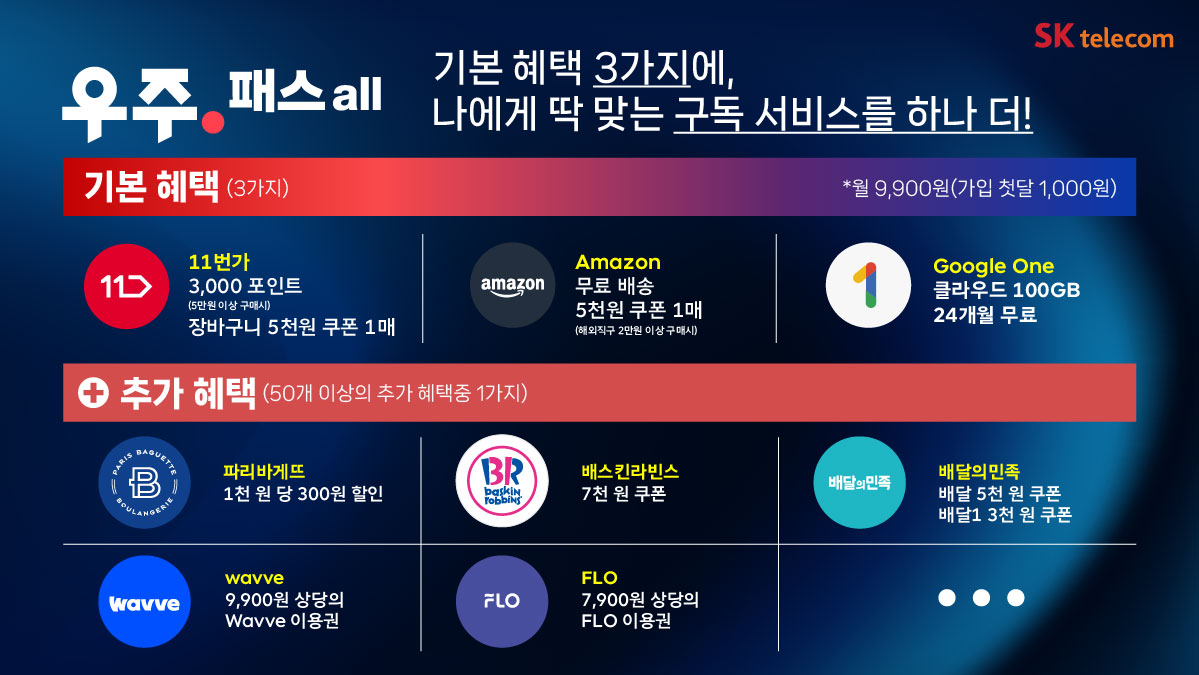 T우주패스all 상품 추천 안내