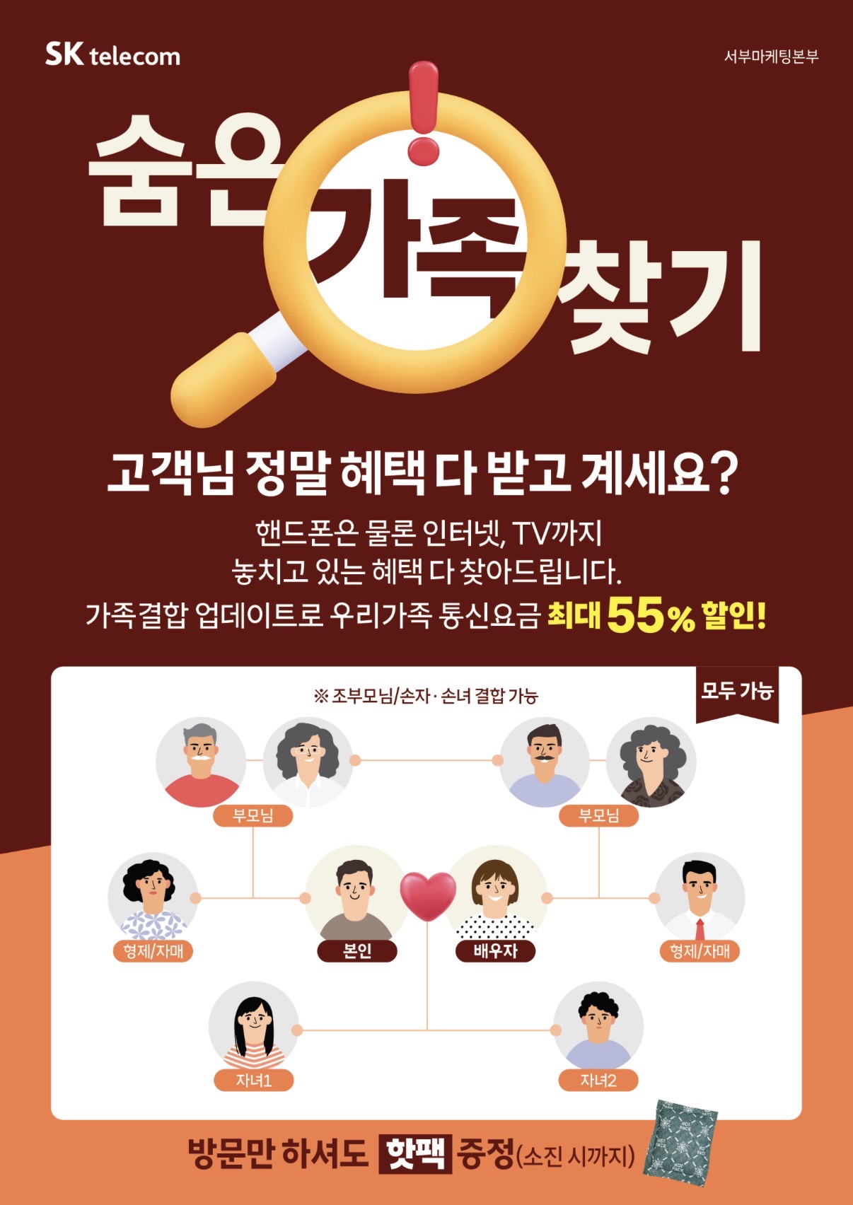 고객니 가족결합 할인 안내드립니다