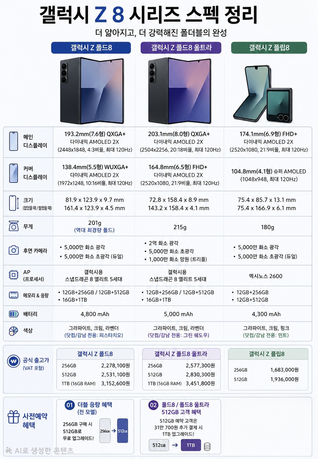 📢갤럭시 폴더블8 시리즈 공식 사전예약 & 스펙 정리